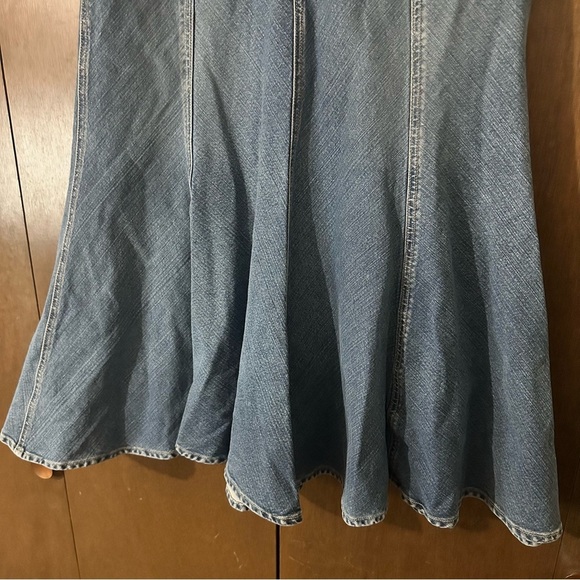 A.M.I. Blue Denim A-Line Mermaid Denim Long Maxi Skirt Western Costal Sz 10 - Picture 4 of 11